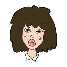 cartoon woman with bruised face N8