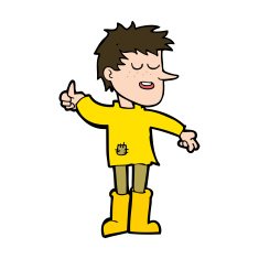 cartoon poor boy with positive attitude N10