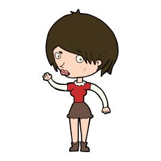 cartoon waving woman N140