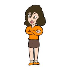 cartoon woman with crossed arms N47