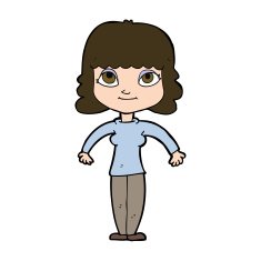 cartoon woman shrugging shoulders N481