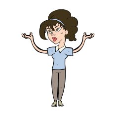 cartoon woman raising hands in air N18