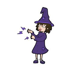 Cartoon Witch Casting Spell N22