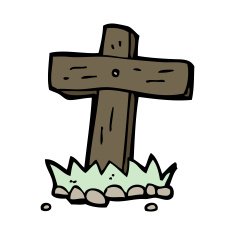 cartoon wooden cross grave N29