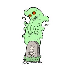 cartoon ghost rising from grave N36