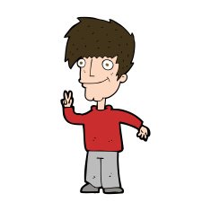Cartoon Man Giving Peace Sign N59