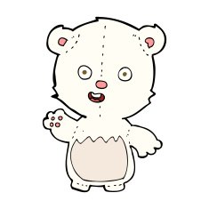 cartoon waving polar bear cub N35