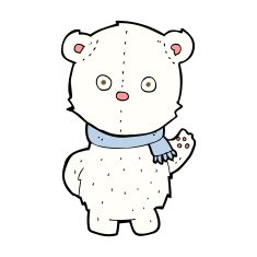 cartoon waving polar bear cub N36
