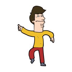 cartoon worried man pointing N29