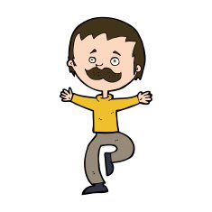 cartoon dancing man with mustache N10