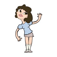 Cartoon Woman Waving N343