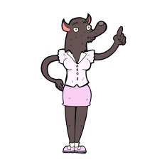 cartoon werewolf woman with idea N6