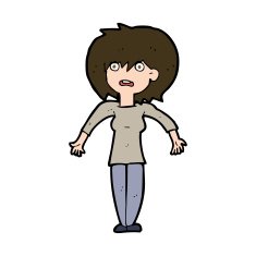 cartoon woman shrugging shoulders N484