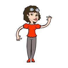 cartoon pilot woman waving N10