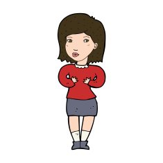 cartoon woman making excuses N19