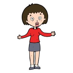 cartoon woman making excuses N20