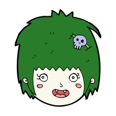cartoon happy vampire girl face N10