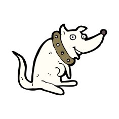 cartoon happy dog in big collar N10
