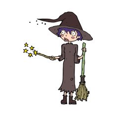 Cartoon Witch Casting Spell N23