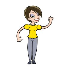 Cartoon Woman Waving N345