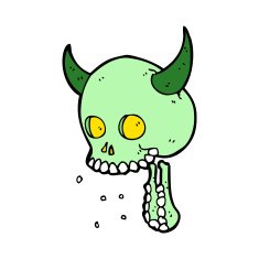 cartoon spooky skull N175