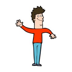 cartoon happy waving man N11