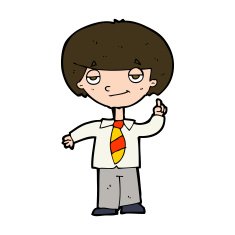 cartoon school boy answering question N50