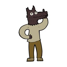 cartoon werewolf with idea N6