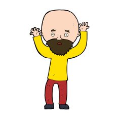 cartoon bearded man panicking N10