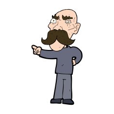 cartoon annoyed old man pointing N10
