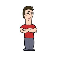 cartoon annoyed man with folded arms N20