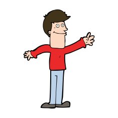 cartoon happy man waving N40