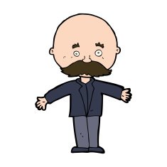 cartoon bald man with open arms N10