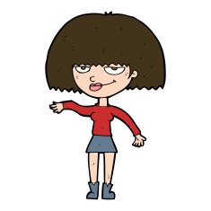 cartoon smug woman making dismissive gesture N10