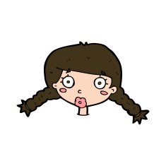 cartoon confused female face N10