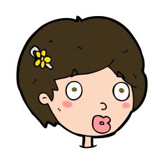 cartoon surprised female face N66