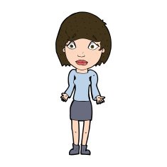 cartoon woman shrugging shoulders N489