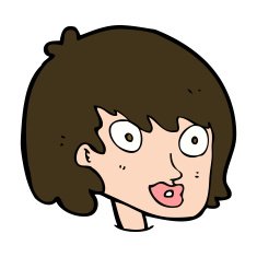 cartoon happy female face N189