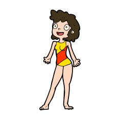 cartoon woman in swimming costume N11