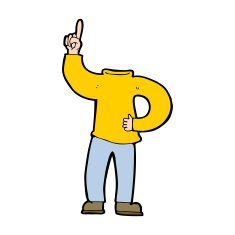 cartoon headless body with raised hand N9