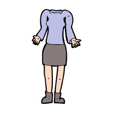 cartoon female body with shrugging shoulders (mix and match cart N10