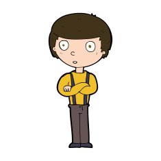 cartoon staring boy with folded arms N9
