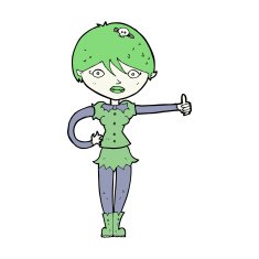cartoon vampire girl giving thumbs up symbol N10