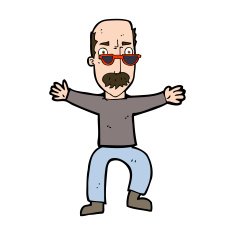 cartoon old man waving arms N10