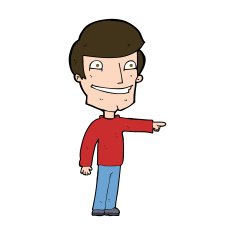 cartoon happy man pointing N62