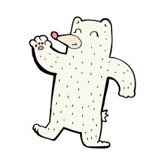 cartoon waving polar bear N52