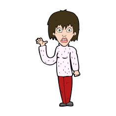cartoon shocked woman waving hand N11