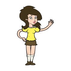 cartoon pretty woman waving for attention N11