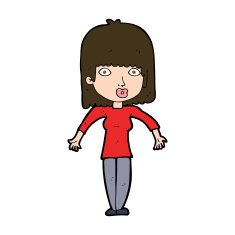 cartoon woman shrugging N60