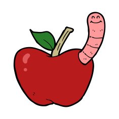 Cartoon Apple With Worm N62